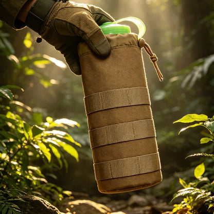 New MOLLE Tactical Water Bottle Holder 600D Nylon Drawstring Water Bottle Pouch for Outdoor Hunting Hiking Camping,6 Colors