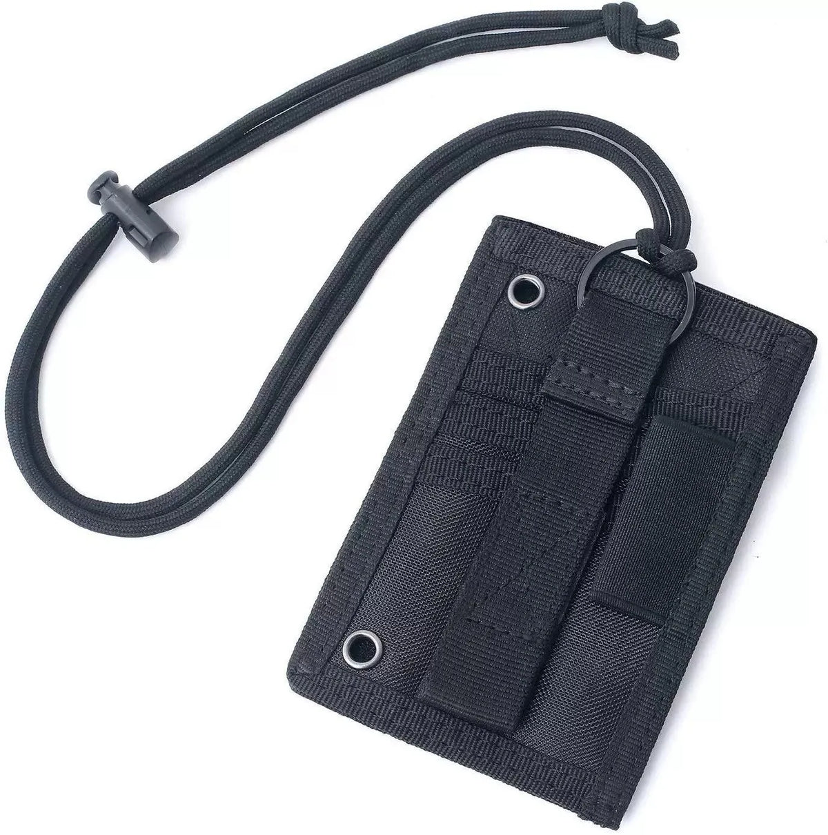 Tactical ID Card Holder with Lanyard Outdoor Tour Guide Badge Holders Hook Loop Patch Travel Pouch Pen Purse