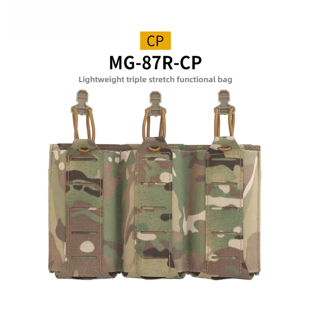 Portable Dual Use Mag Pouch Elastic Triple Holder Fit 5.56 7.62 MOLLE Front Panel Tactical Vest Magazine Storage Bag