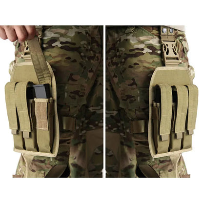 Emersongear MP7 Triple Leg Mag Pouch Thigh Magazine Bag Hunting Buckle Clip Holder Carrier 9mm For MP5 / KRISS Camping EM6055