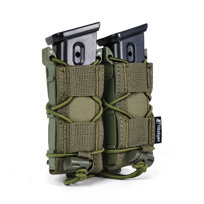 Tactical Molle Double Magazine Pouch Universal .45 9mm for Airsoft 9mm/.40 Calibers 45acp Double-Layer Mag Holder 500D Nylon Qu