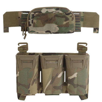 Tactical Admin Pouch with Multi-caliber 5.56 9mm Triple Mag Pouch MOLLE Front Placard System 2nd Layer Airsoft Pouches