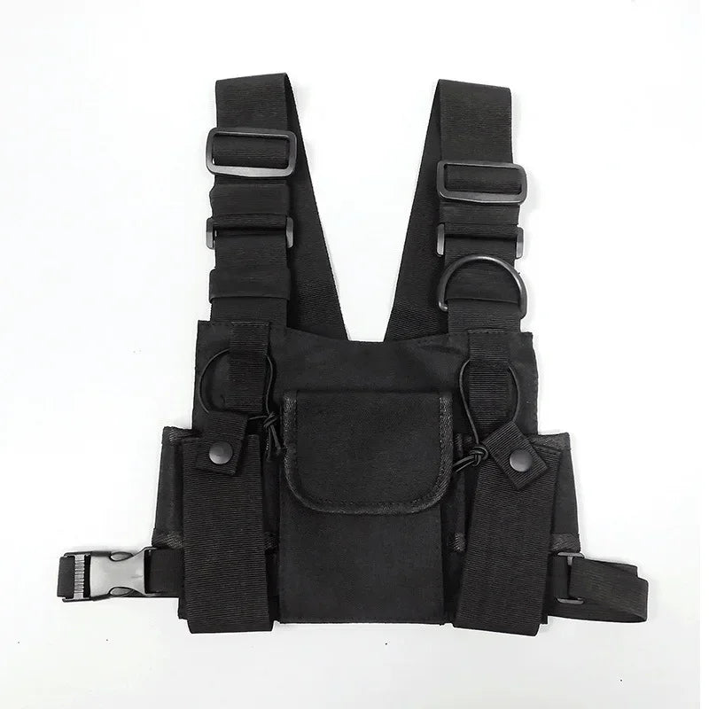 Tactical Vest Man Military Chest Rig Pack Pouch Holster Walkie Talkie Radio Waist Pack Tactical Harness Travel Adjustable Vest