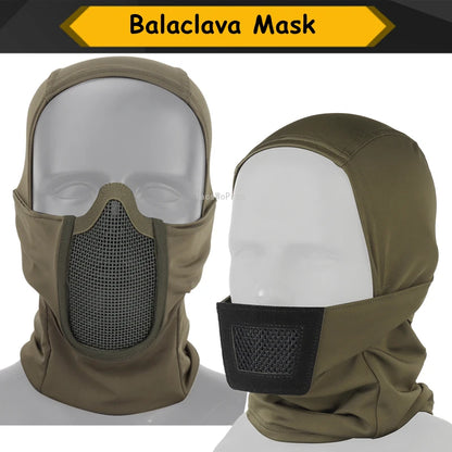 Outdoor Hunting Face Mask Steel Mesh Breathable Tactical CS Airsoft Shooting Balaclava Headwear Headscarf Motorcycle Headgear