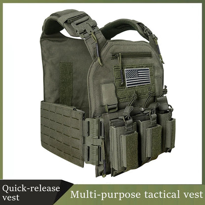 Wear-resistant Quick-Release Laser-Cut MOLLE System Outdoor Hunting Training Tactical Vest Made of Nylon Material