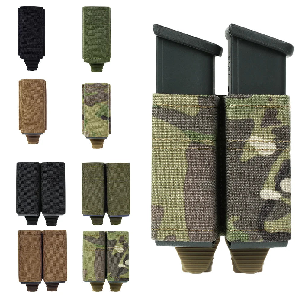 FAST 9MM Pistol Single/Double Magazine Pouch MOLLE Mag Pouch with Quick Release Kydex Insert for  M9 P226 HK USP