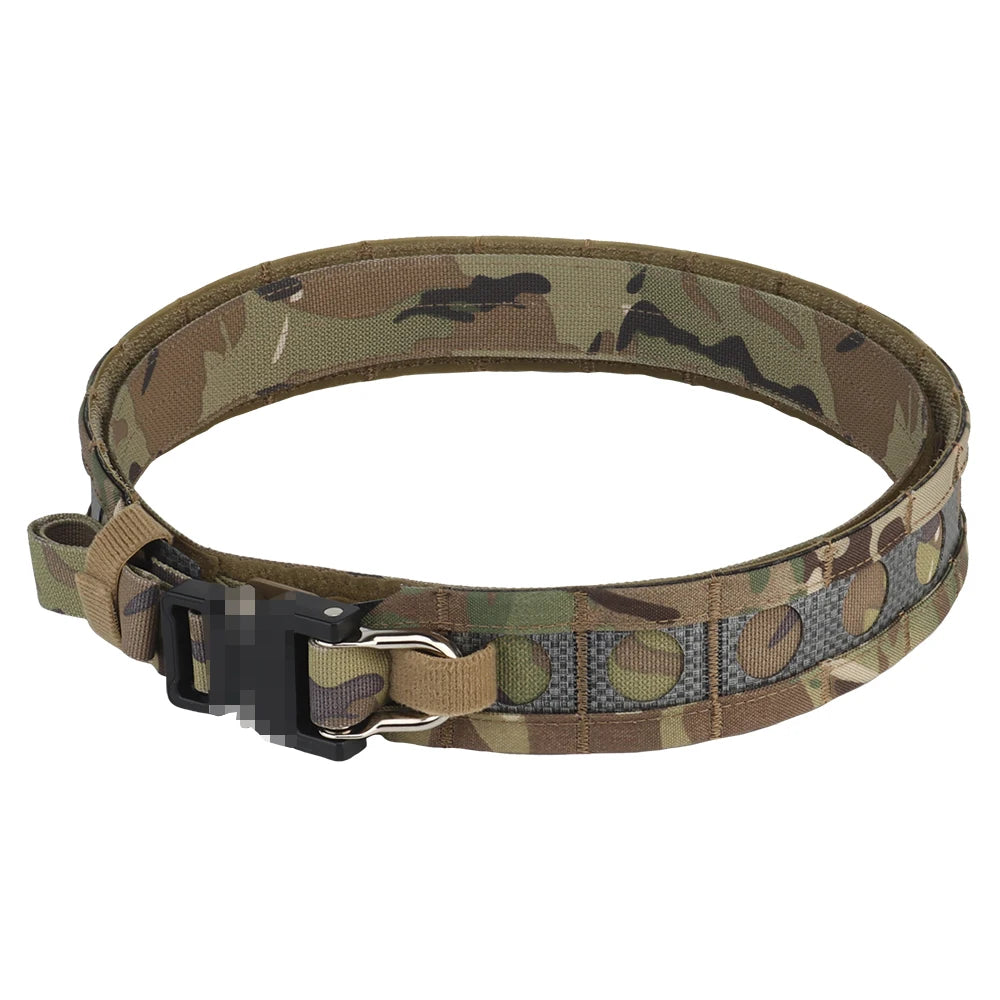 Ferro Style Tactical Bison Belt 2 Layers Quick Release Metal Buckle MOLLE System Outdoor Hunting Shooting Airsoft Waistband Gear