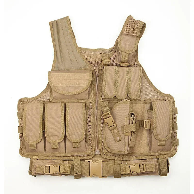 Tactical Breathable Vest SWAT Protective Police Armor Vests  Airsoft Paintball Combat Mens Adjustable Outdoor CS Training Jacket