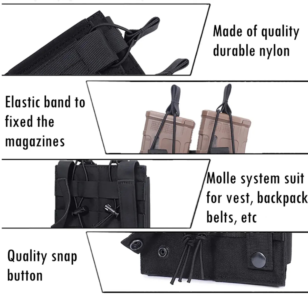 Molle Magazine Pouch Holder Open Top Single Double Triple Rifle Pistol Mag Carrier for M4 M16 AK AR M1911 9mm