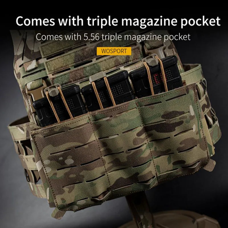 WOSPORT Tactical Outdoor Protective Mounted Vest LG3V2 6094 Thickened Shoulder Pads Laser MOLLE Cutting Hunting Vest