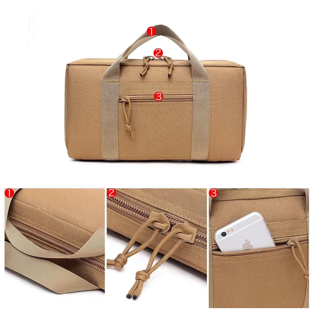 Tactical Storage Handbag Portable Universal Pistol Case with Magazine Pouch Outdoor Hunting Sundries Carry Bag for Shooting Gear