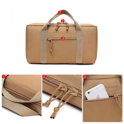 Tactical Storage Handbag Portable Universal Pistol Case with Magazine Pouch Outdoor Hunting Sundries Carry Bag for Shooting Gear