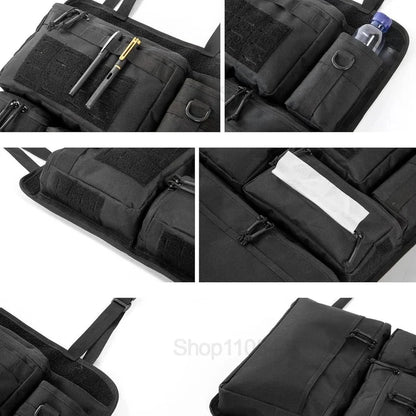 Tactical Car Seat Organizer with Multiple Pockets, Vehicle Backseat Storage Bag witth Cup Holder Hanging Rear SeatBag