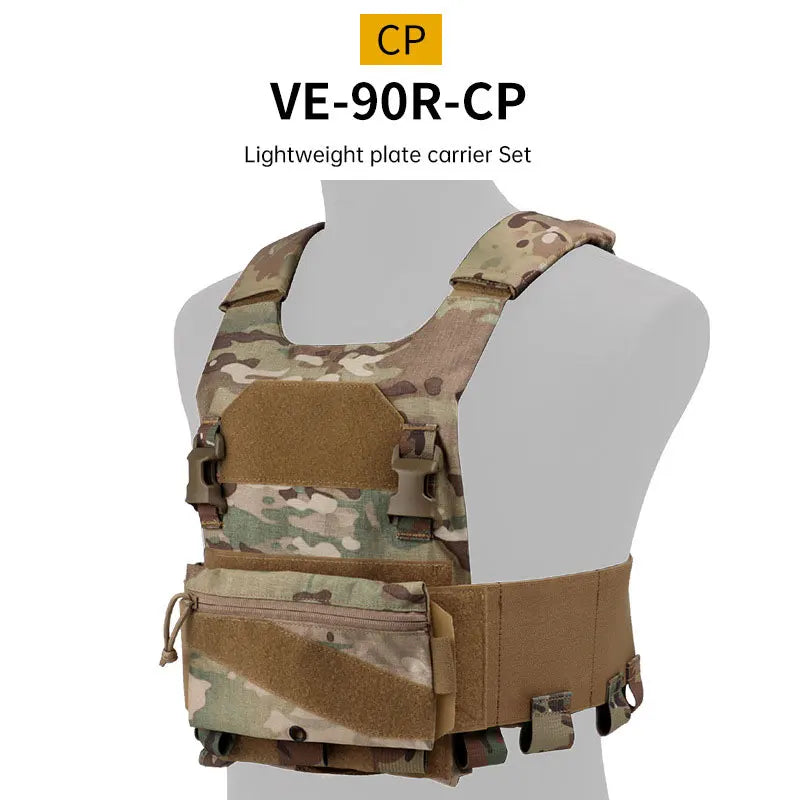 Tactical Combat Vest Lightweight Plate Carrier Tactical Molle Vest QASM Chest Buckle Outdoor Hunting Waist Seal Storage Bag