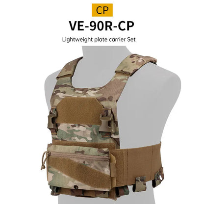 Tactical Combat Vest Lightweight Plate Carrier Tactical Molle Vest QASM Chest Buckle Outdoor Hunting Waist Seal Storage Bag