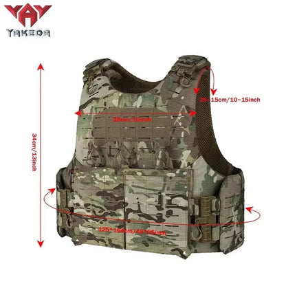 YAKEDA Quick Release Plate Carrier Tactical Vest Laser Cut PALS Hunting Protective Training Vest