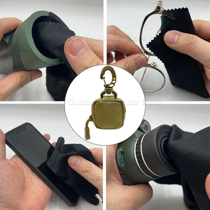 Tactical Mini Ultra-Fine Fibers Cleaning Cloth One-piece Folding Storage Eyeglass Cloth for Phone Telescope Camera Hunting