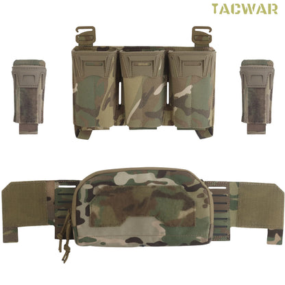 Multi-Caliber Triple Mag Pouch with 9mm Single Mag Pouch & Admin Pouch, Front Placard for K19/KZ/LV119/FCV5 Plate Carrier