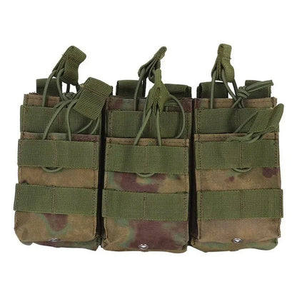 Universal Triple Magazine Pouch - Double-Layer Molle Compatible Ammo Holder for M4/M16, M14, AK, AR Platforms