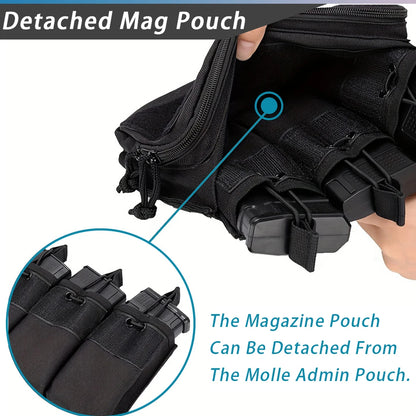Tactical Triple Magazine Pouch Double Layer Molle Admin Pouch Quick Access Open Up Design for M4 M16 PMAG AK Hunting Accessories