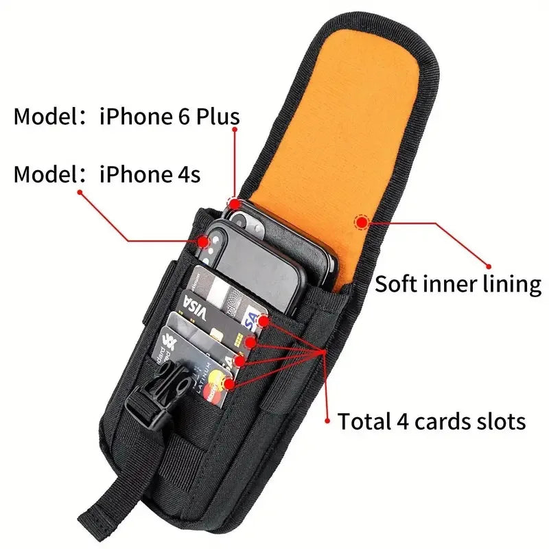 Multi Functional Tactical Sports Running Waist Bag Phone Bag Vertical Double-Layer Molle Accessory Bag Set For Hiking Hunting