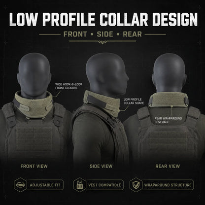 Universal Tactical Collar Neck Guard 2.0 Adjustable Hook Loop Low Profile Protector for Plate Carrier Tactical Vest Accessory
