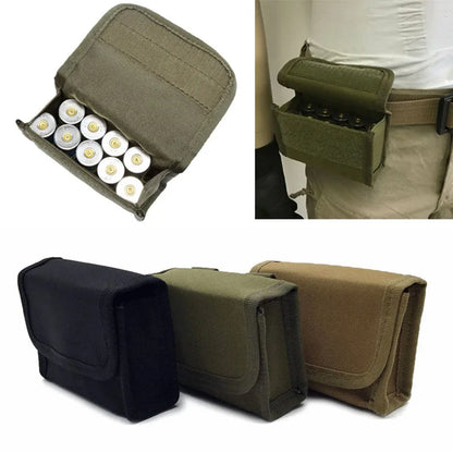 10Grids Shotgun 12GA  Ammo Pouch, Tactical MOLLE Waist Bag for 10Rounds, Vest Nylon EDC Shell Holder for Outdoor Range & Hunting