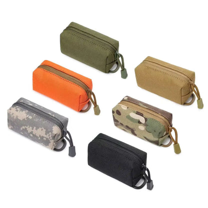 Outdoor Mini EDC Zipper Pouch MOLLE Small Portable Nylon Key Coin Purse with D-Ring for Cycling Hunting Hiking Travel