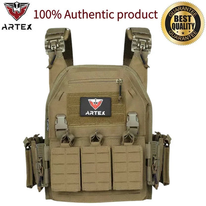 Tactical Vest Paintball Plate Holder 1000D Fabric Quick Releaseable Plate Carrier Laser Cut Platewith Triple Magazine Pouch