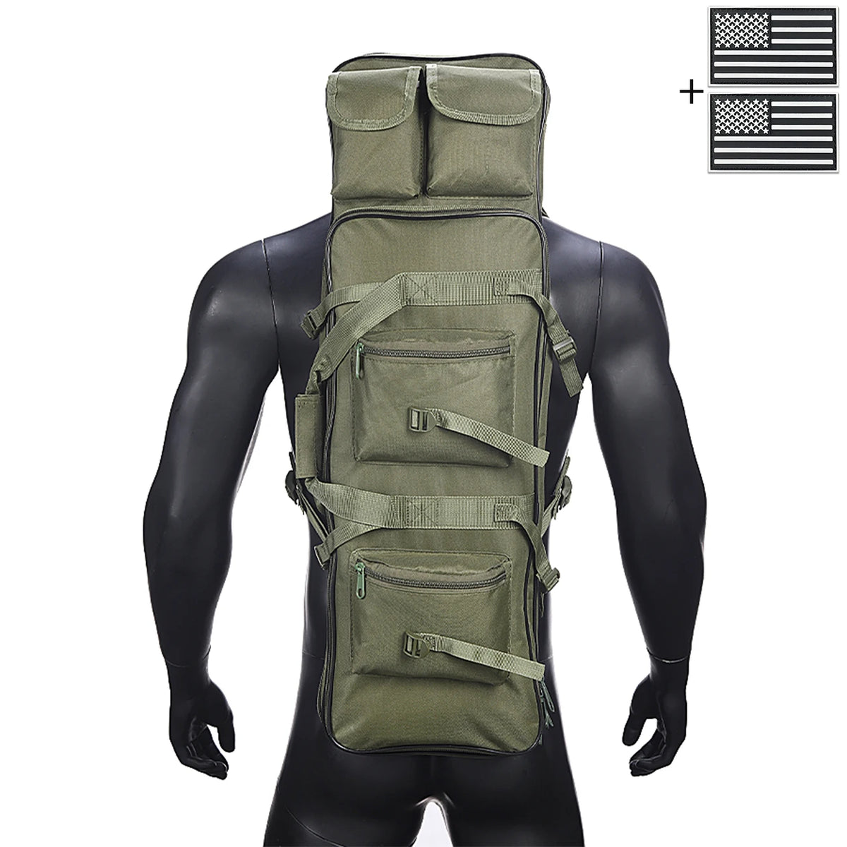 Outdoor hunting long equipment backpack multifunctional storage bag, adjustable shoulder straps, multiple storage pockets