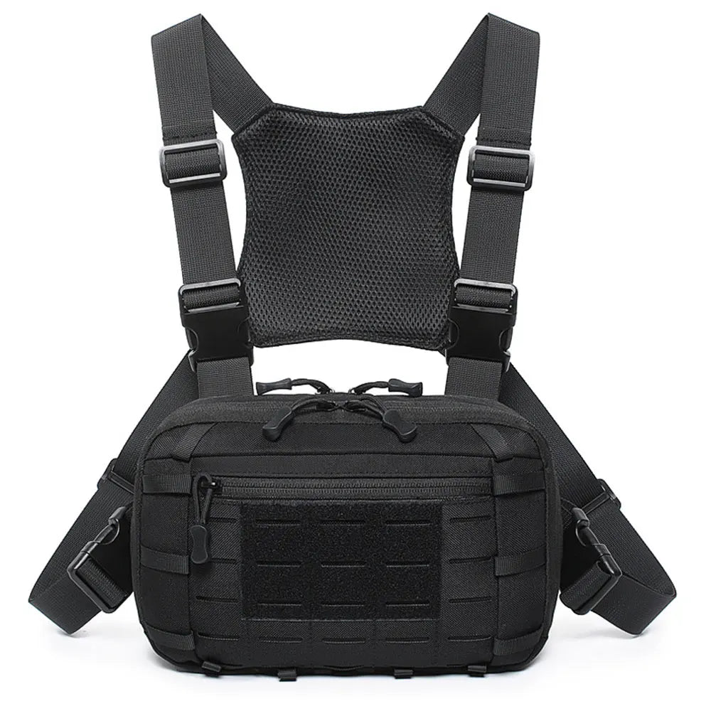 Molle Pistol Bag Tactical EDC Chest Bag with Gun Holster Quick Release Chest Rig Pack Vest Backpack for Camping Hunting