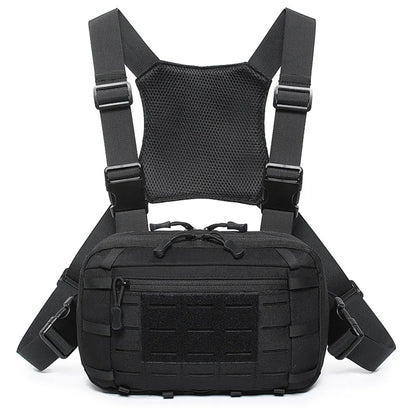 Molle Pistol Bag Tactical EDC Chest Bag with Gun Holster Quick Release Chest Rig Pack Vest Backpack for Camping Hunting