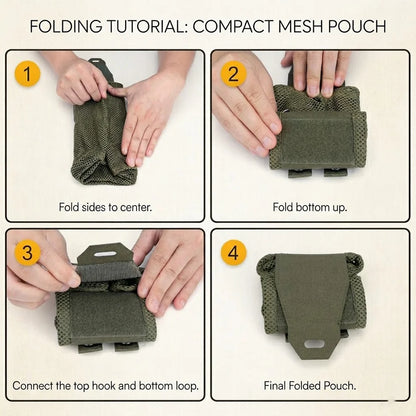 MOLLE Mesh Dump Pouch Tactical Water Bottle Holder Roll Up Quick Storage Waist Bag Outdoor Sports Camping Hunting Accessories