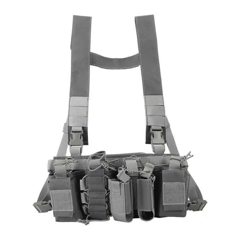 Radio Harness Front Pouch Tactical Chest Vest Holster Molle Vest Rig Bag Airsoft Hunting Radio Waist Pouch Adjustable