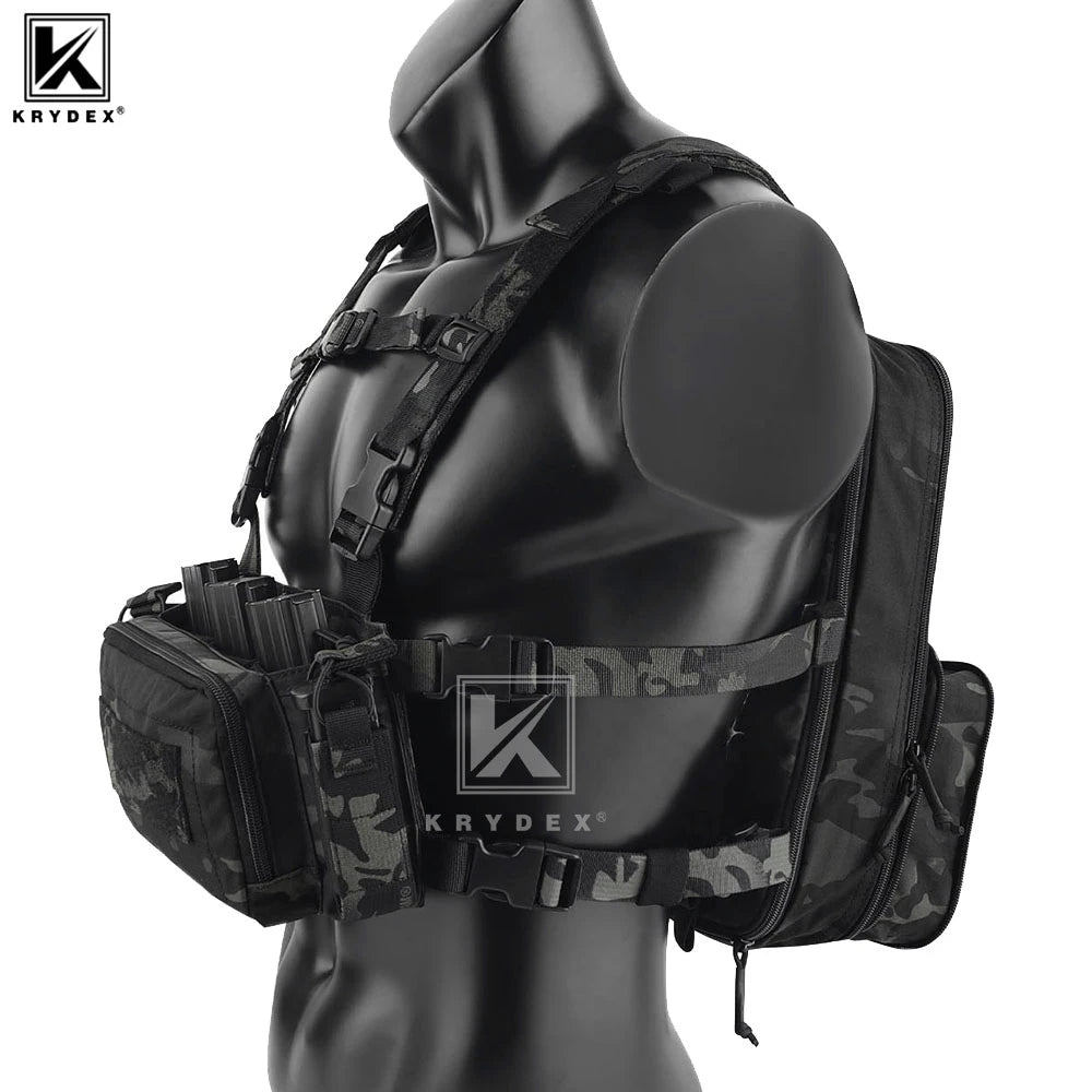 KRYDEX 500D Nylon Tactical D3 Flatpack Backpack Bag with D3CR Chest Rig Vest Magazine Pouch Hunting Outdoor Airsoft Gear