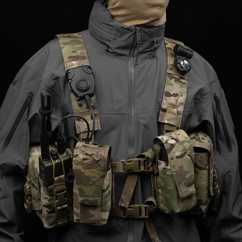 Modular Alpha 34 Split‑Front Chest Rig Quick Release Laser Cut Panels Adjustable Tactical Harness For Airsoft CS Game Hunting
