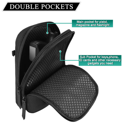 Concealed Carry Gun Bag Soft Sling Shoulder Bag Pistol Case Fanny Pack Waist Belt Firearms Bag with Holster for Handgun Pistol