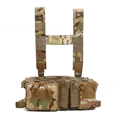 Tactical Chest Rig MOLLE Camo Vest, Adjustable Multi-Function Harness, Outdoor Wargame Training Camouflage Vest