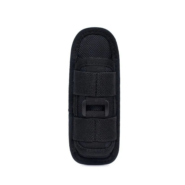 Tactical Flashlight Pouch Holster, Rotatable Holder Belt Clip Tactical Torch Carry Case with 360 Degree Carabiner Reel Clip