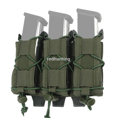 9mm Magazine Pouch Tactical Molle Triple Magazine Pouch Double-Layer Mag Pouches Universal Cartridge Holder for Hunting CS Vest