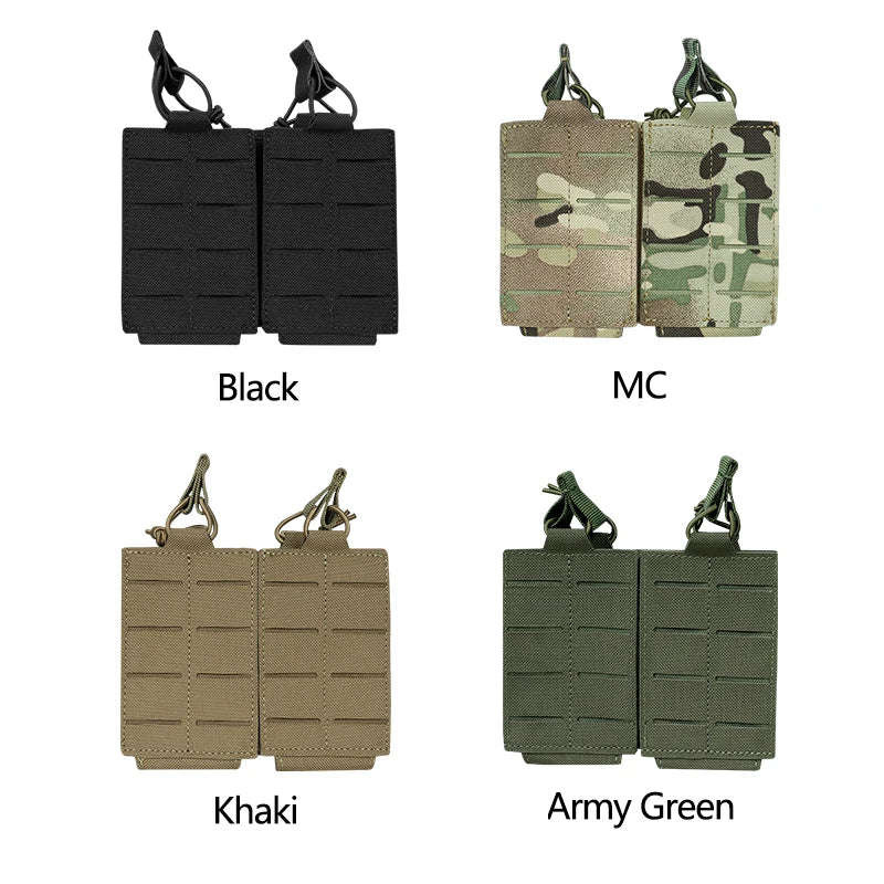 AG 3 MOLLE 5.56 M4 Triple Magazine Pouch Bungee Retention Tactical Vest K19 Plate Carrier Front Placard MAG Holder Bag Airsoft