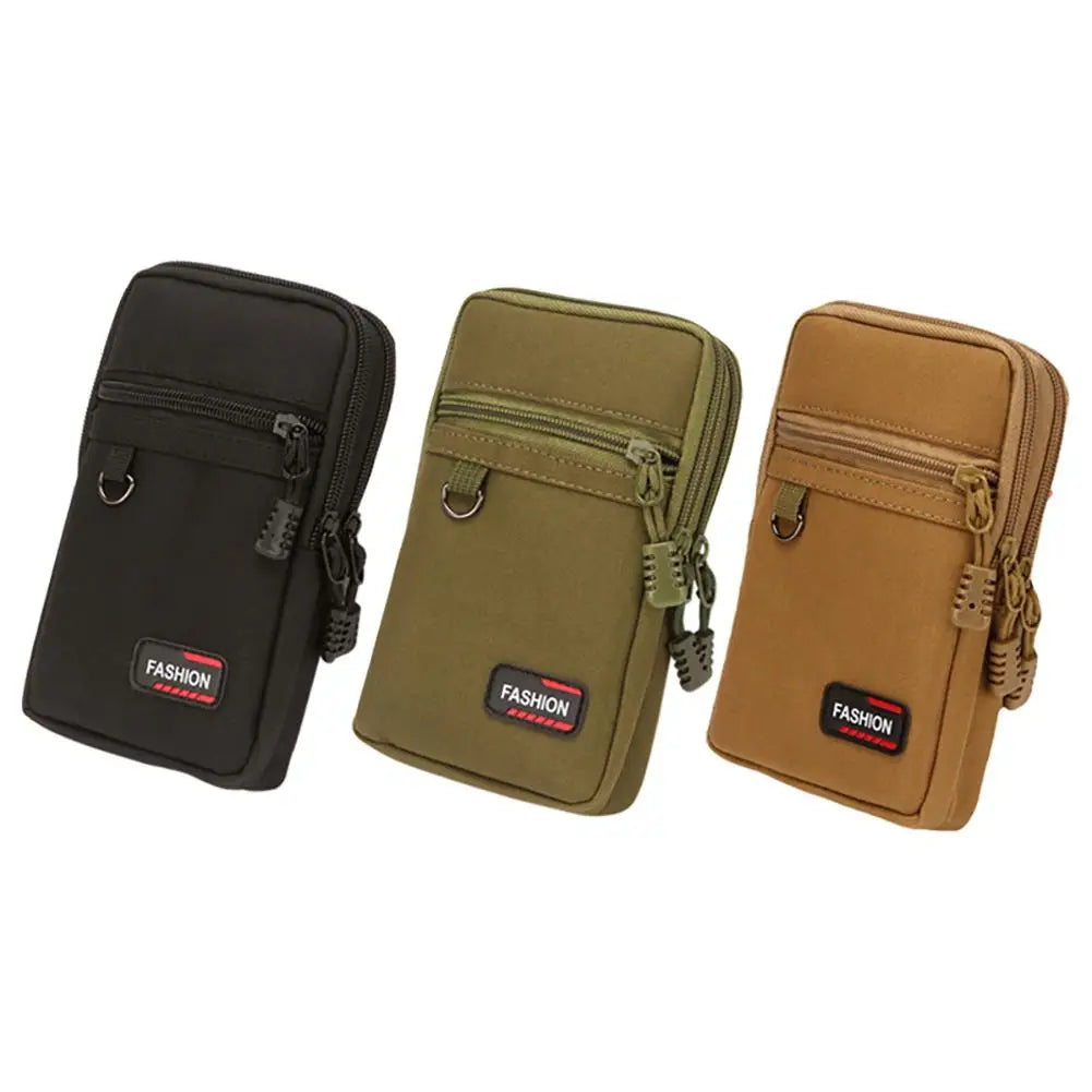 7 Inch Waist Fanny Pack Men Phone Pouch Camping Hunting Waist Bag (Black)