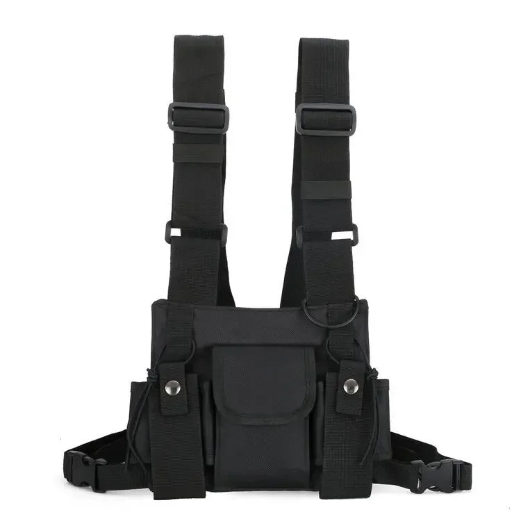 Tactical Vest Man Military Chest Rig Pack Pouch Holster Walkie Talkie Radio Waist Pack Tactical Harness Travel Adjustable Vest