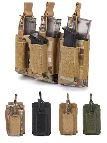 Open Top Triple Mag Pouch MOLLE Tactical Magazine Storage Holder Fit M4 M16 AK Outdoor Hunting Backpack Carry Gear