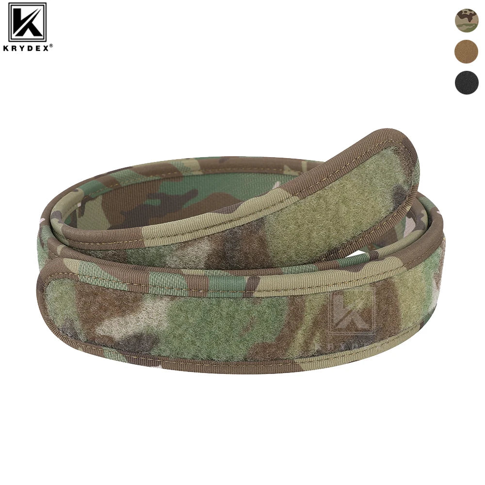 KRYDEX Tactical 1.5'' Loop Inner Belt Buckleless Nylon Waist Duty Belt Hunting Shooting Sport Accessories Men Outer Black Belt