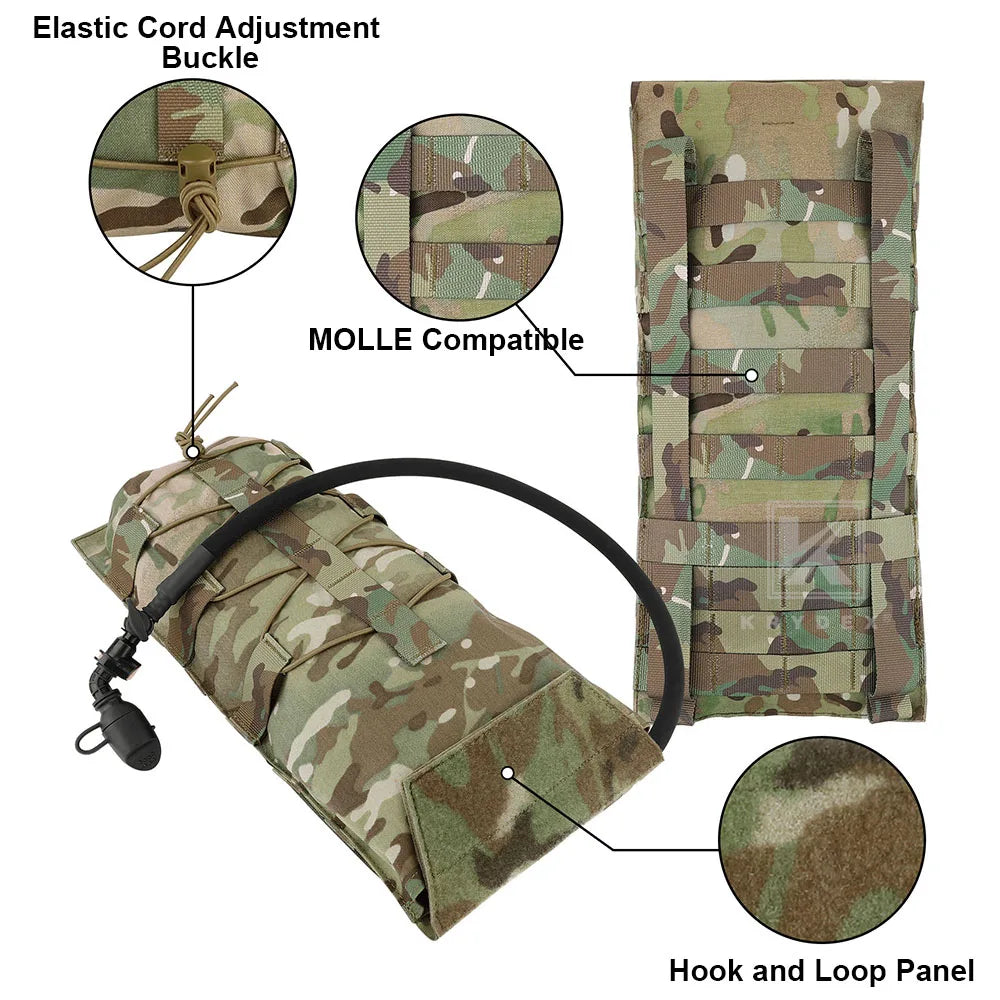 KRYDEX Tactical 500D 3L Hydration Pouch MOLLE Carrier Pack Bag Modular 100 oz Water Bladder Pouch Hunting Outdoor Accessories