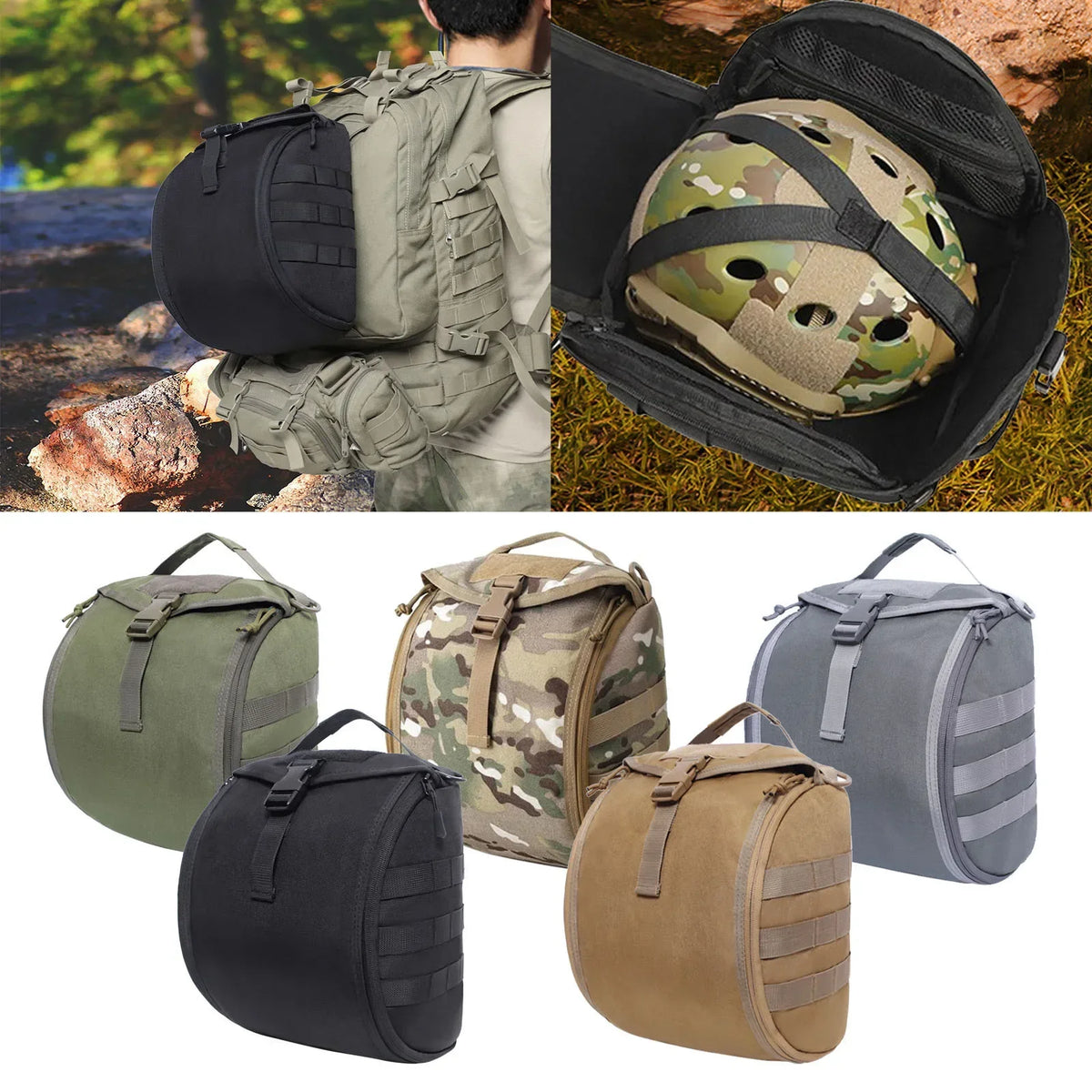 Tactical Helmet Bag Pack Multi-Purpose Molle Storage Carrying Pouch for Sports Hunting Shooting Combat Helmets