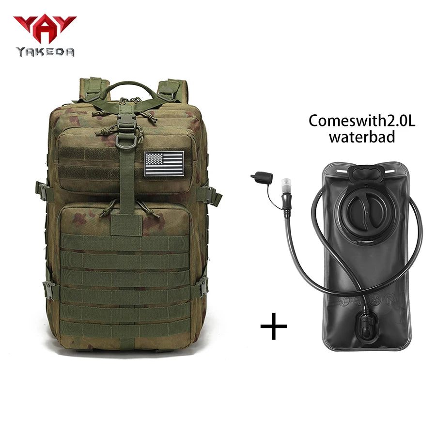 YAKEDA 45L large capacity backpack with 2L water bag MOLLE expansion system outdoor hiking backpack