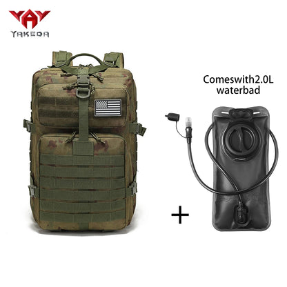 YAKEDA 45L large capacity backpack with 2L water bag MOLLE expansion system outdoor hiking backpack