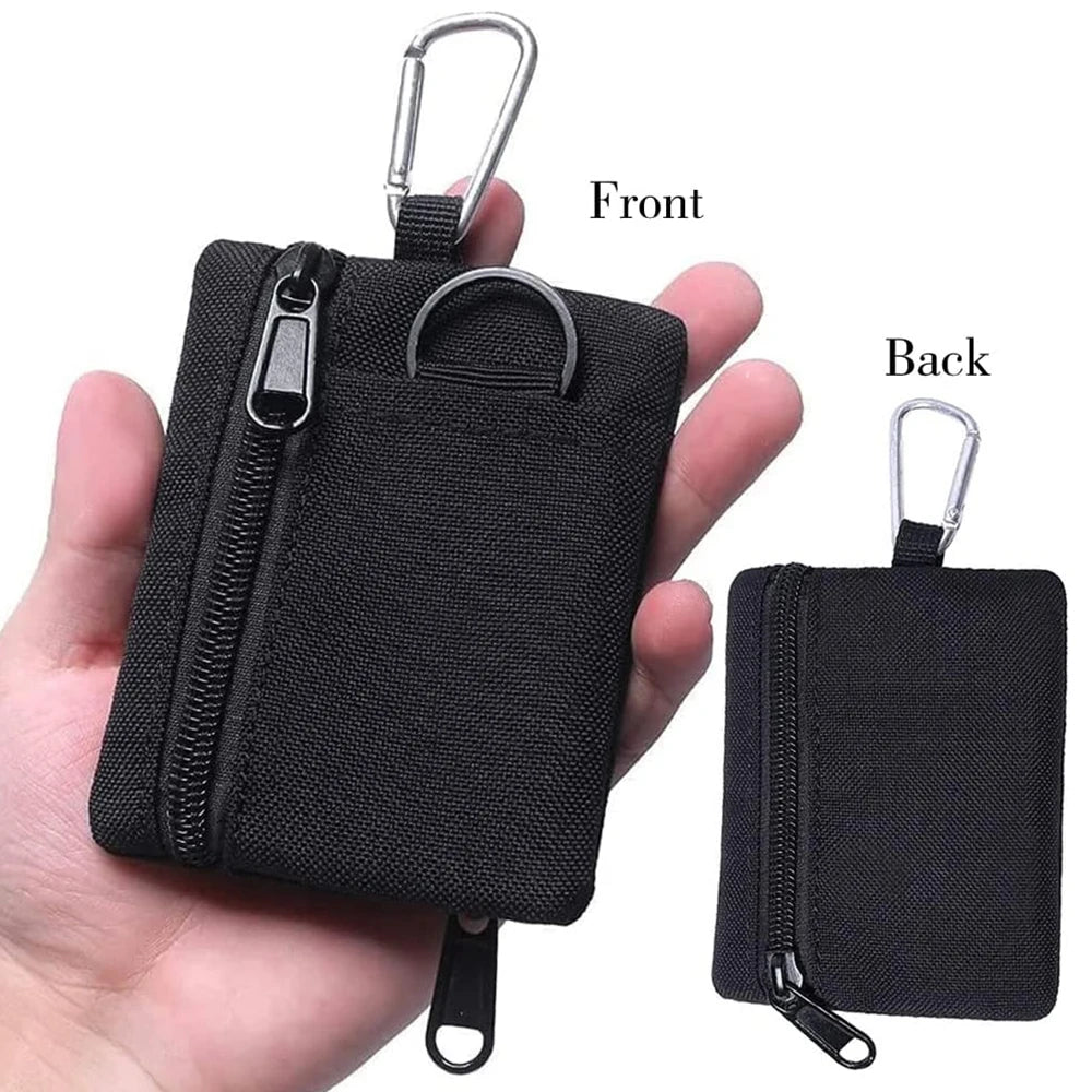 Mini EDC Tool Pouch Keychain Zipper Holder Earphone Key Wallet Coin Purses Utility Outdoor Hiking Hunting Accessories Waist Bag